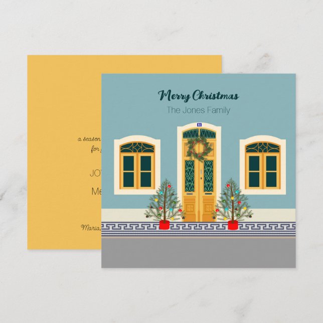 Christmas festive Portuguese House card (Front/Back)