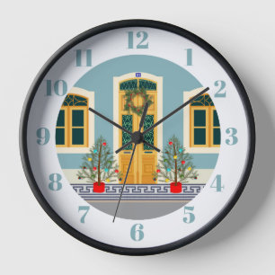 Christmas festive Portuguese House Clock