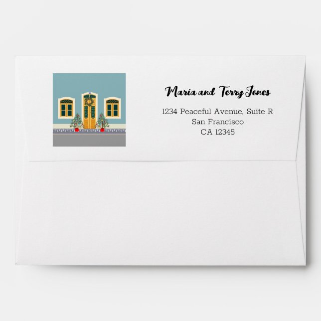 Christmas Festive Portuguese House Envelope (Back (Top Flap))