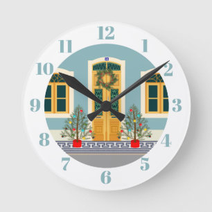 Christmas festive Portuguese House Round Clock
