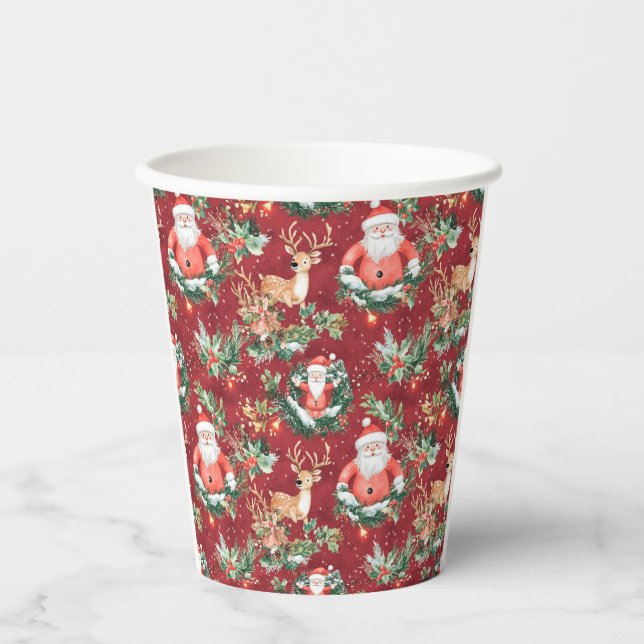 Christmas Festive Santa Claus Paper Cups (Front)