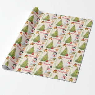 Christmas Festive Snowman Wrapping Paper