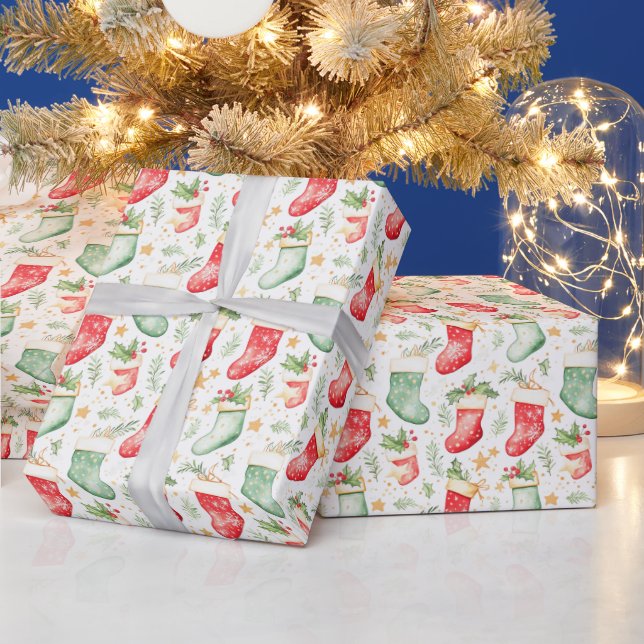 Christmas Festive Stockings Wrapping Paper (Holidays)