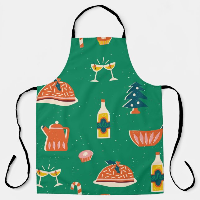 Christmas festive table, vintage pattern. apron (Front)