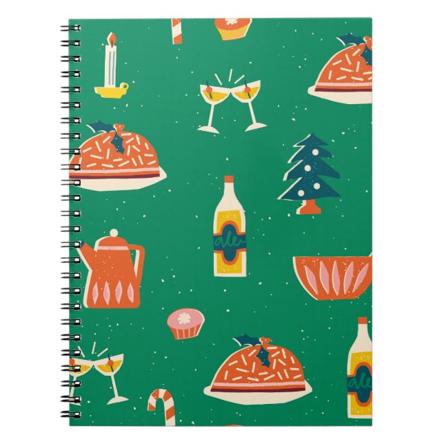 Christmas festive table, vintage pattern. notebook (Front)