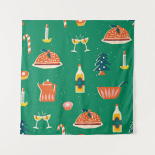 Christmas festive table, vintage pattern. tapestry