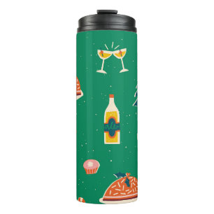 Christmas festive table, vintage pattern. thermal tumbler