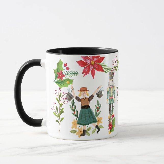 Christmas Festive The Nutcracker Ballet Black Mug (Left)