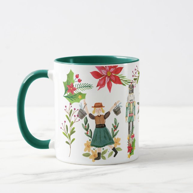 Christmas Festive The Nutcracker Ballet Green Mug (Left)