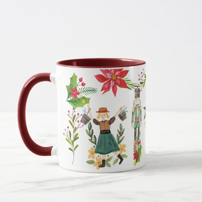 Christmas Festive The Nutcracker Ballet Maroon Mug (Left)