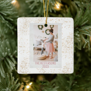 Christmas Festive Tiger Photo  Ceramic Ornament