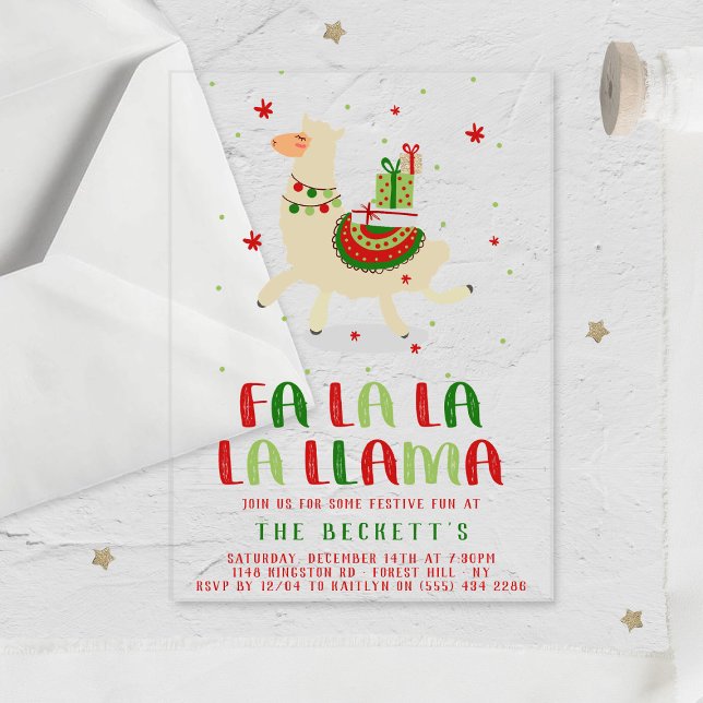 Christmas Fiesta Llama Holiday Party Acrylic Invitations (Creator Uploaded)