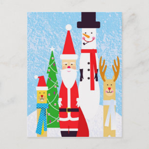 Christmas Figures Holiday Postcard