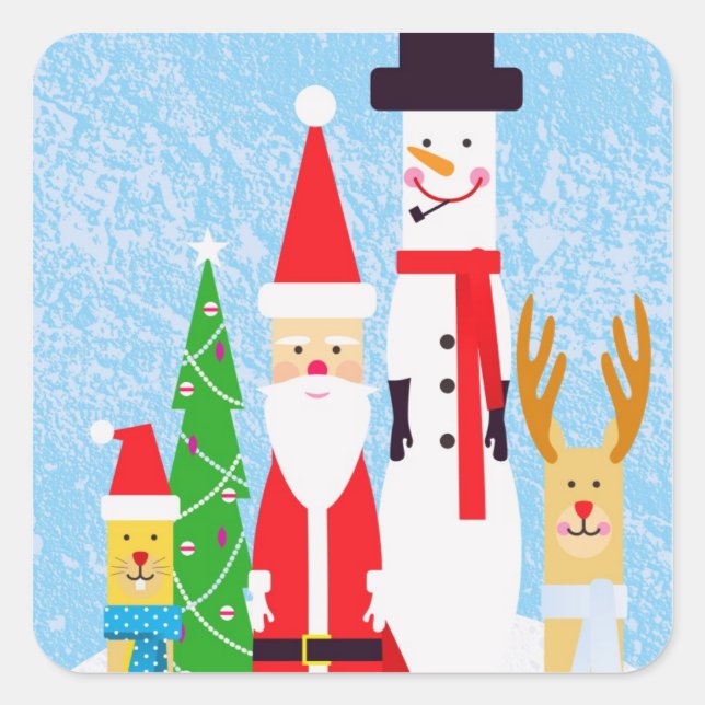 Christmas Figures Square Sticker (Front)