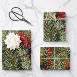 Christmas Fir Branches and Berries Wrapping Paper Sheet<br><div class="desc">Classic contemporary Christmas tree branches and cute little red berries. All in one cosy pattern</div>