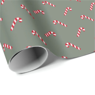 Christmas fir spruce green red candy cane cute wrapping paper