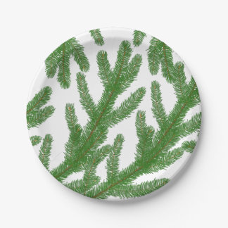 Christmas fir tree branches paper plate
