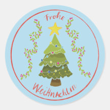 Christmas fir tree Round sticker