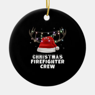 Christmas Firefighter Crew Ceramic Ornament