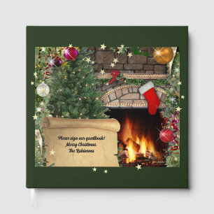 Christmas Fireplace (customisable) Guest Book