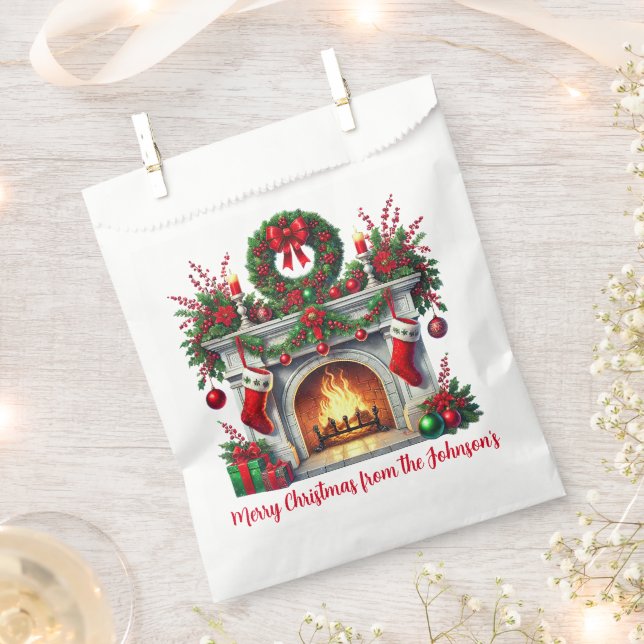 Christmas Fireplace Favour Bag (Clipped)