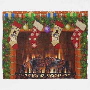 CHRISTMAS FIREPLACE FLEECE BLANKET