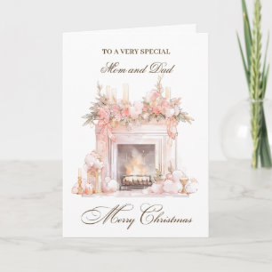 Christmas Fireplace Mum & Dad Holiday Card