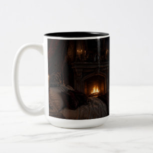 Christmas Fireside Bedchamber Black Mug