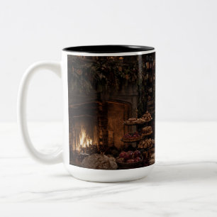 Christmas Fireside Feast Black Mug