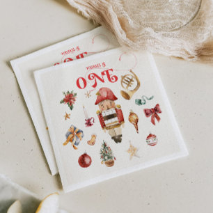 Christmas First Birthday Party Invitation Napkin