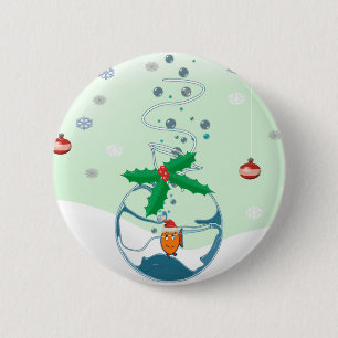 Christmas Fish 6 Cm Round Badge