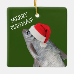 Christmas Fish Ceramic Ornament