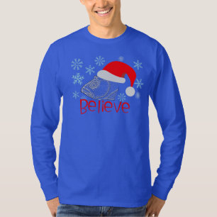 Christmas Fish Head with Santa Hat T-Shirt