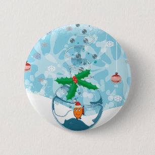 Christmas Fish Splat 6 Cm Round Badge
