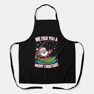 Christmas Fisherman Fishing Funny Cool Santa Claus Apron