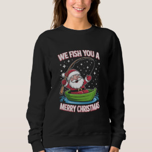 Christmas Fisherman Fishing Funny Cool Santa Claus Sweatshirt