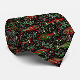 Christmas Fishes Freshwater Fishing Stylish Tie
