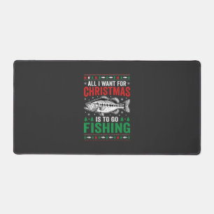 Christmas Fishing Bass Ugly Sweater Desk Mat