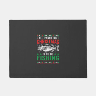 Christmas Fishing Bass Ugly Sweater Doormat