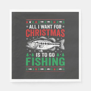 Christmas Fishing Bass Ugly Sweater Napkin