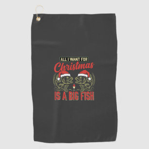 Christmas Fishing Big Fish Holiday Golf Towel