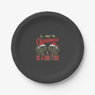 Christmas Fishing Big Fish Holiday Paper Plate