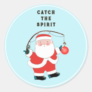 Christmas Fishing Classic Round Sticker