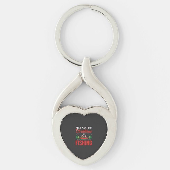 Christmas Fishing Santa Holiday Vector Key Ring (Front)