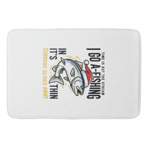 Christmas Fishing Stream Quote Design Bath Mat