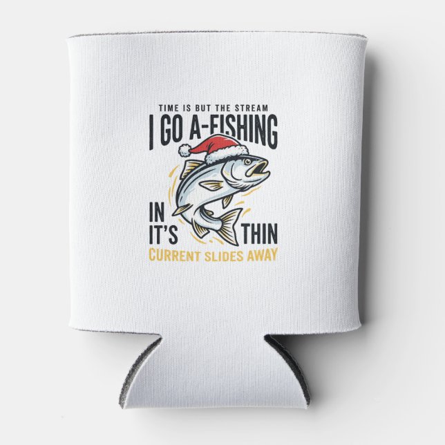 Christmas Fishing Stream Quote Design Can Cooler (Front)