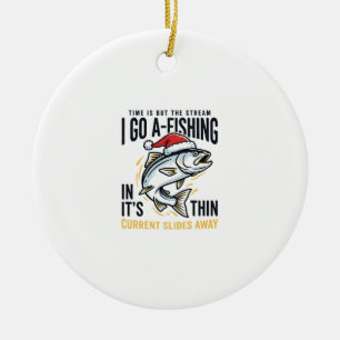 Christmas Fishing Stream Quote Design Ceramic Ornament