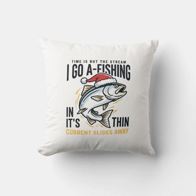 Christmas Fishing Stream Quote Design Cushion (Front)