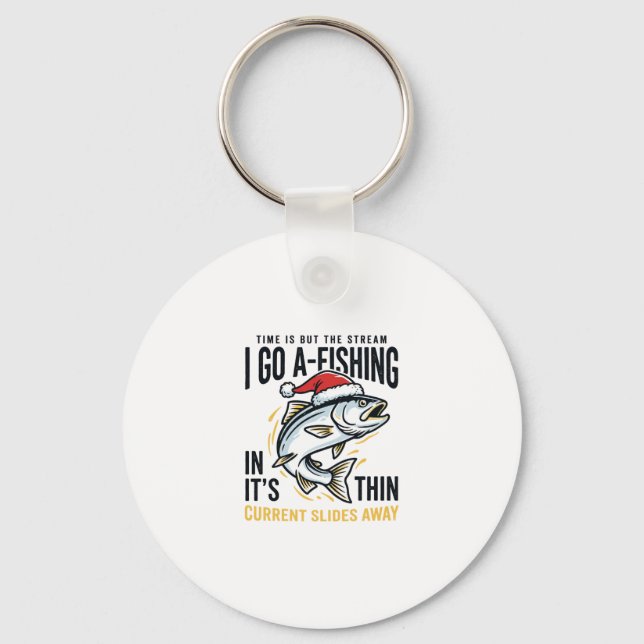 Christmas Fishing Stream Quote Design Key Ring (Front)