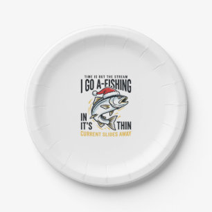 Christmas Fishing Stream Quote Design Paper Plate